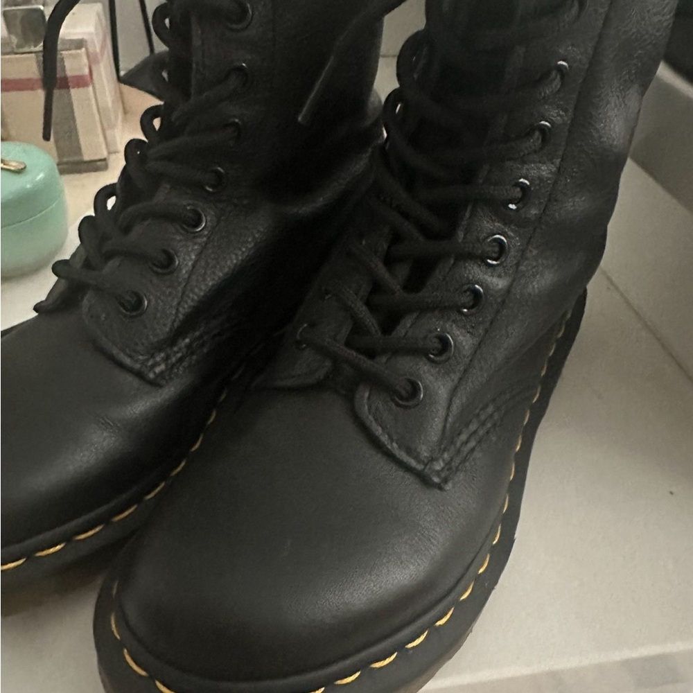 Dr. Martens Black Combat Moto Boots with Air-Cushioned Sole